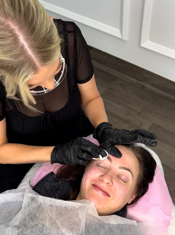 Ombré brow treatment in progress at the Templestowe Lower studio